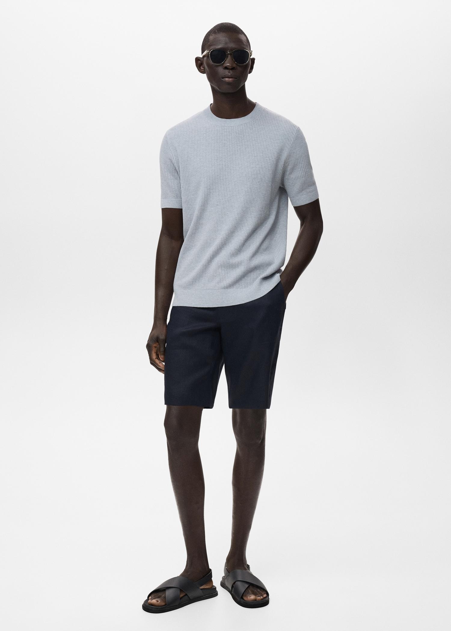Slim-fit 100% linen bermuda shorts - Men | MANGO USA Product Image