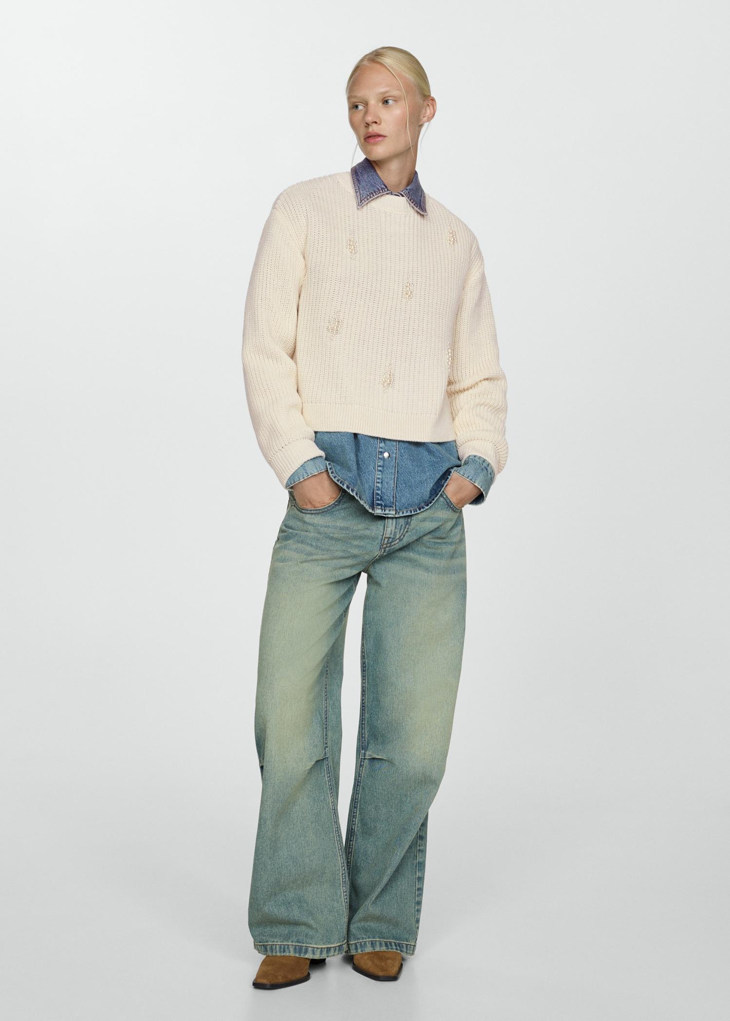 Pearl chunky-knit sweater - Women | MANGO USA Product Image