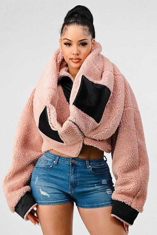 ATHINA OVERSIZED SHERPA WITH CONTRAST JACKET Product Image