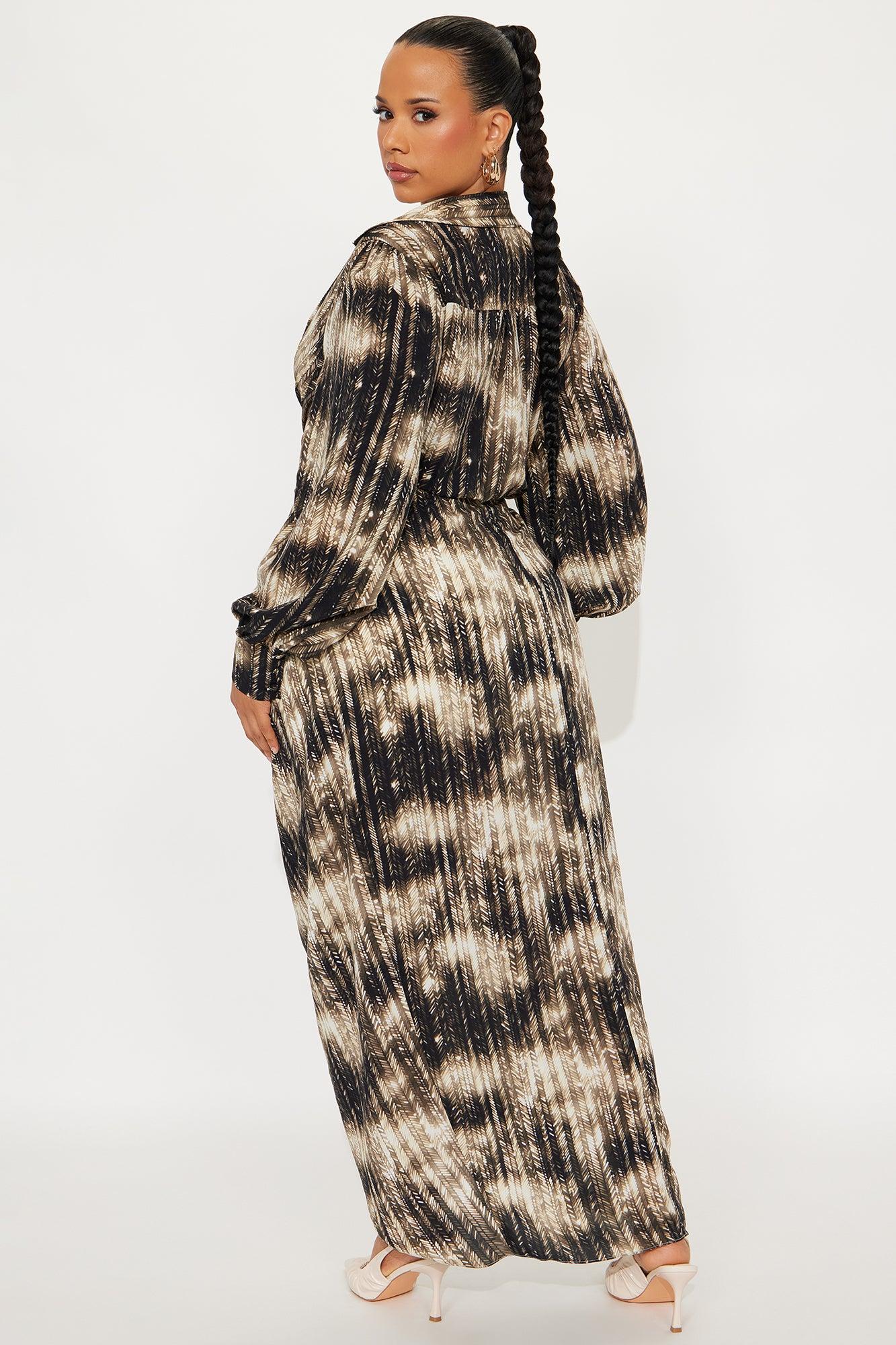 Heather Maxi Shirt Dress - Black/combo Female Product Image