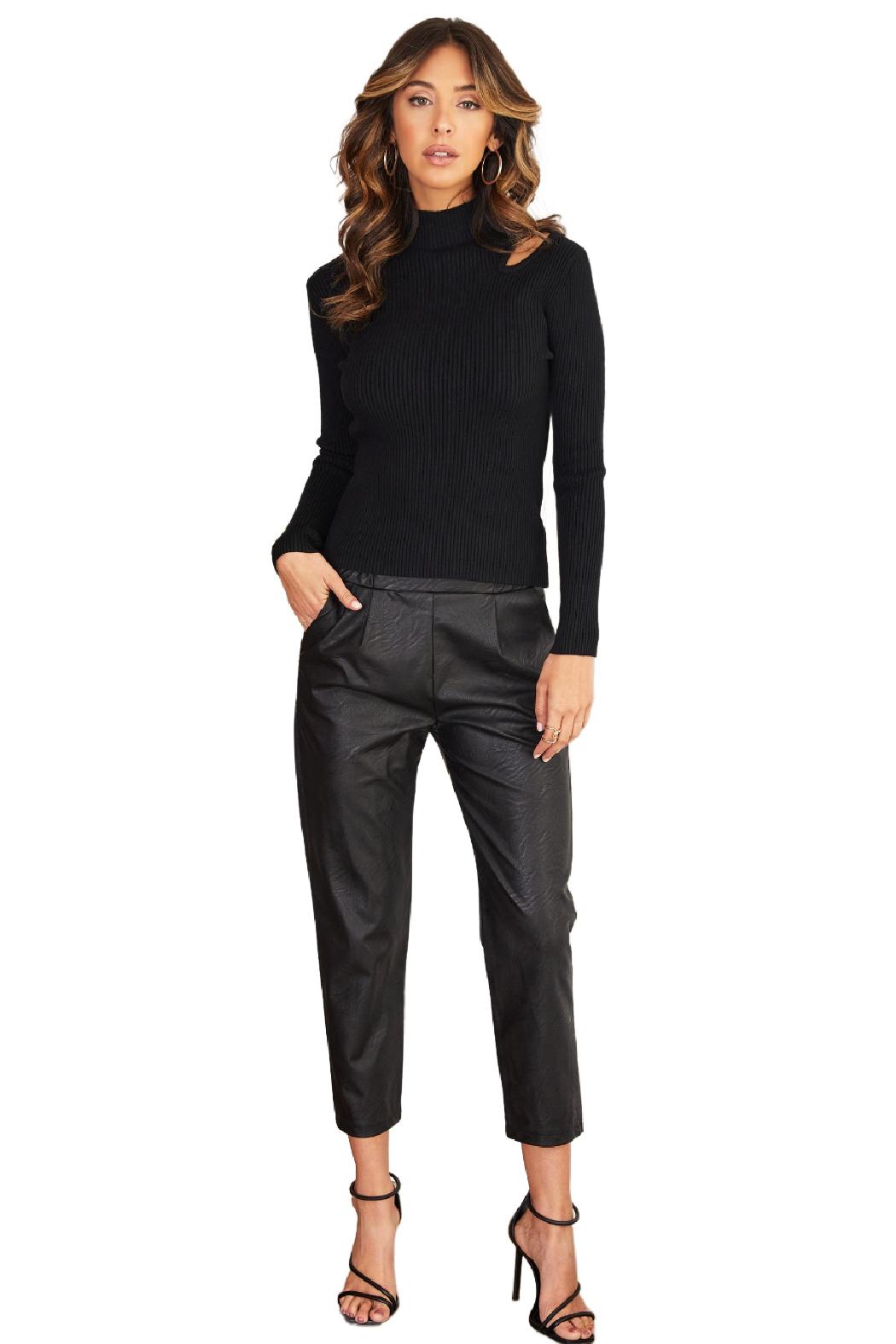 Pinstripe Turtleneck Soft Knit Top Product Image