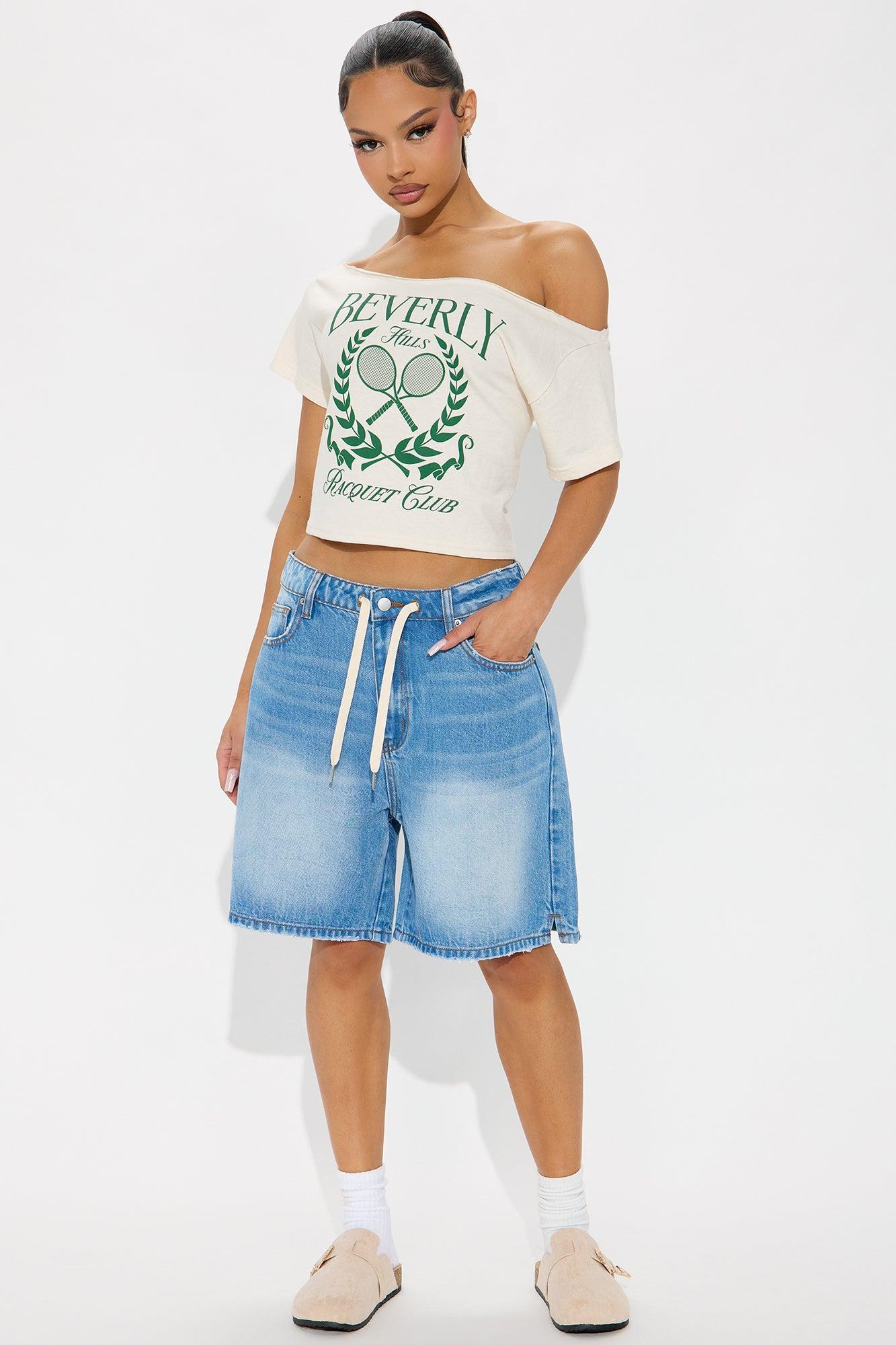 Ebb And Flow Drapey Denim Shorts - Vintage Wash Female Product Image