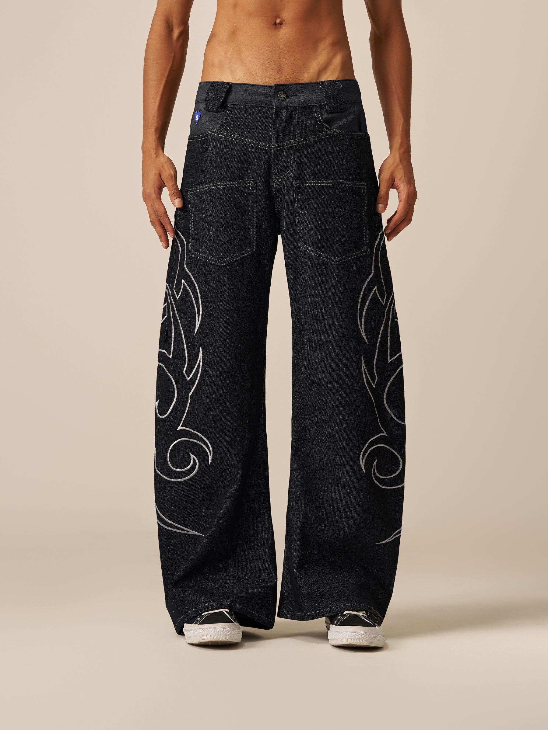 Aelfric Eden Baggy Barrel Embroidery Jeans Product Image
