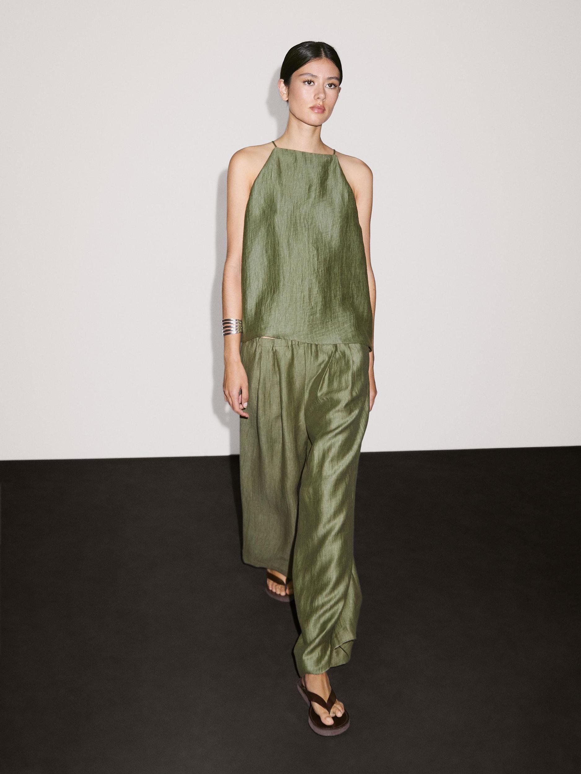 Linen blend halter top Product Image