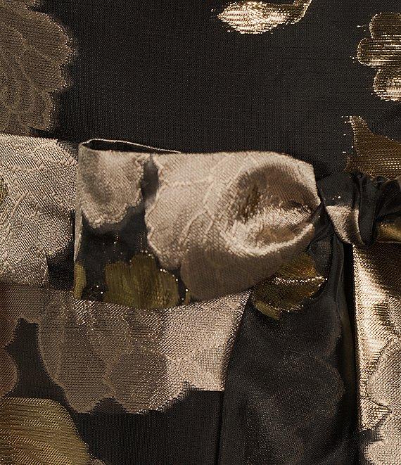 Alex Marie Louise Metallic Floral Jacquard Sweetheart Tank Strap A-Line At the Knee Dress Product Image