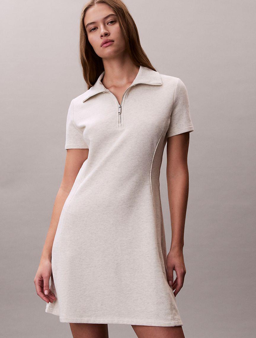 French Terry Logo Tape Quarter Zip Dress Product Image