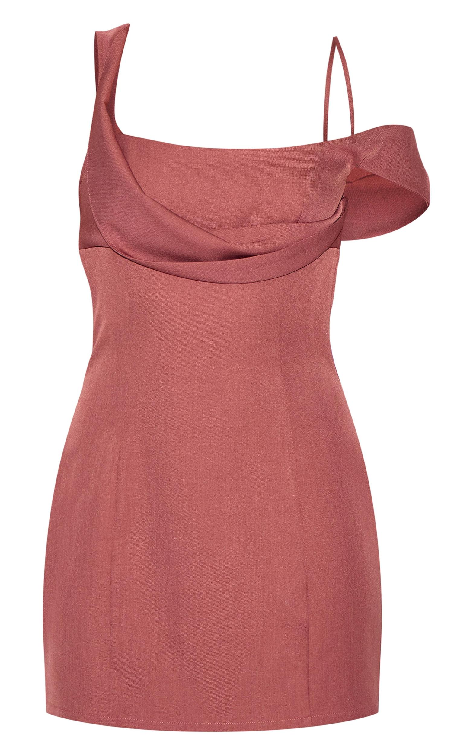 Dusty Pink Woven Drape Mini Dress Product Image