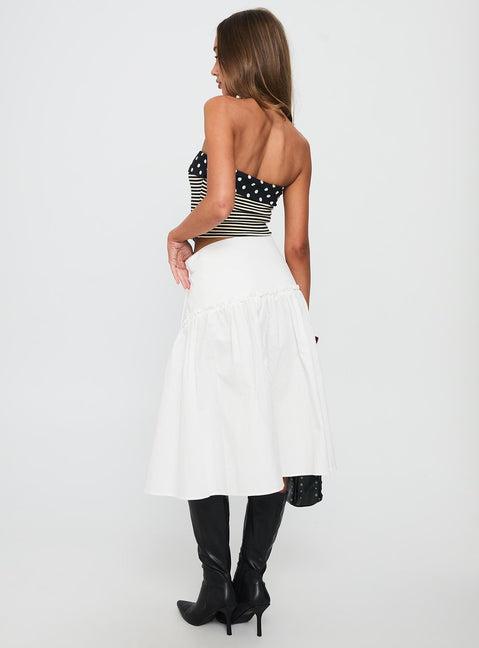 Jonsie Tiered Frill Midi Skirt White Product Image