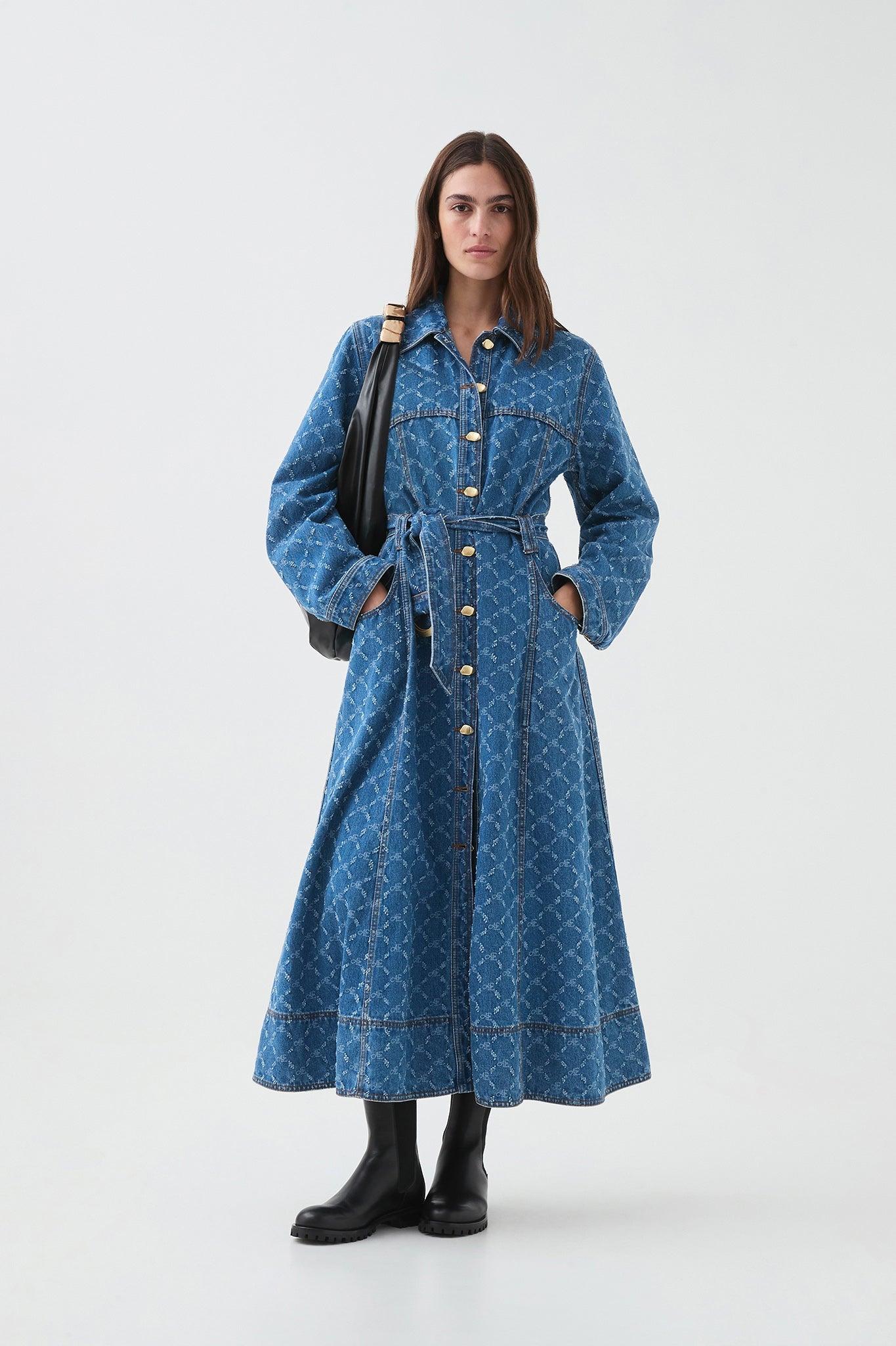 Check Denim Midi Dress Product Image