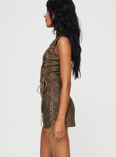 Ceejay Faux Leather Mini Skirt Brown Product Image