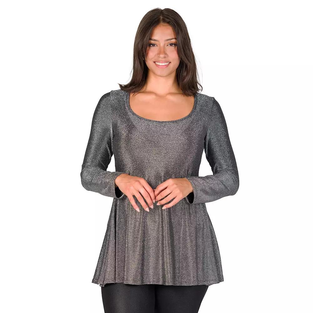 Women's 24Seven Comfort Apparel Shimmery Tunic Top,  Product Image