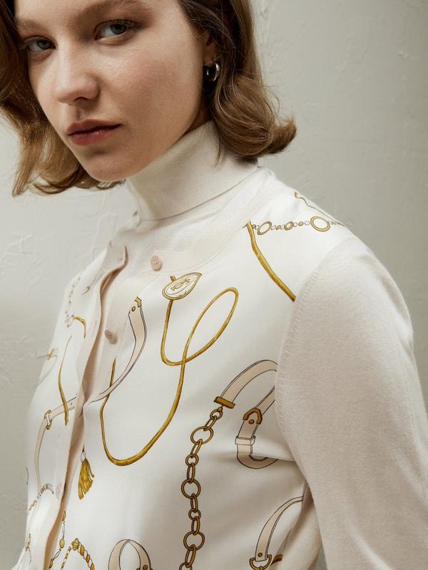 Merino Wool Cardigan with Louisville Silk Front Product Image