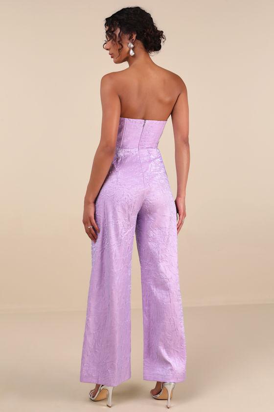 Ciela Lavender Textured Strapless Wide-Leg Jumpsuit Product Image