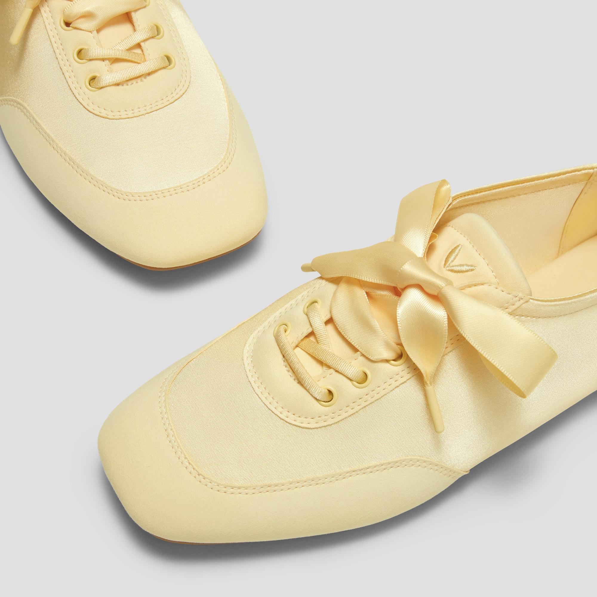 Square-Toe Lace-Up Satin Sneakerina (Cristina) Product Image