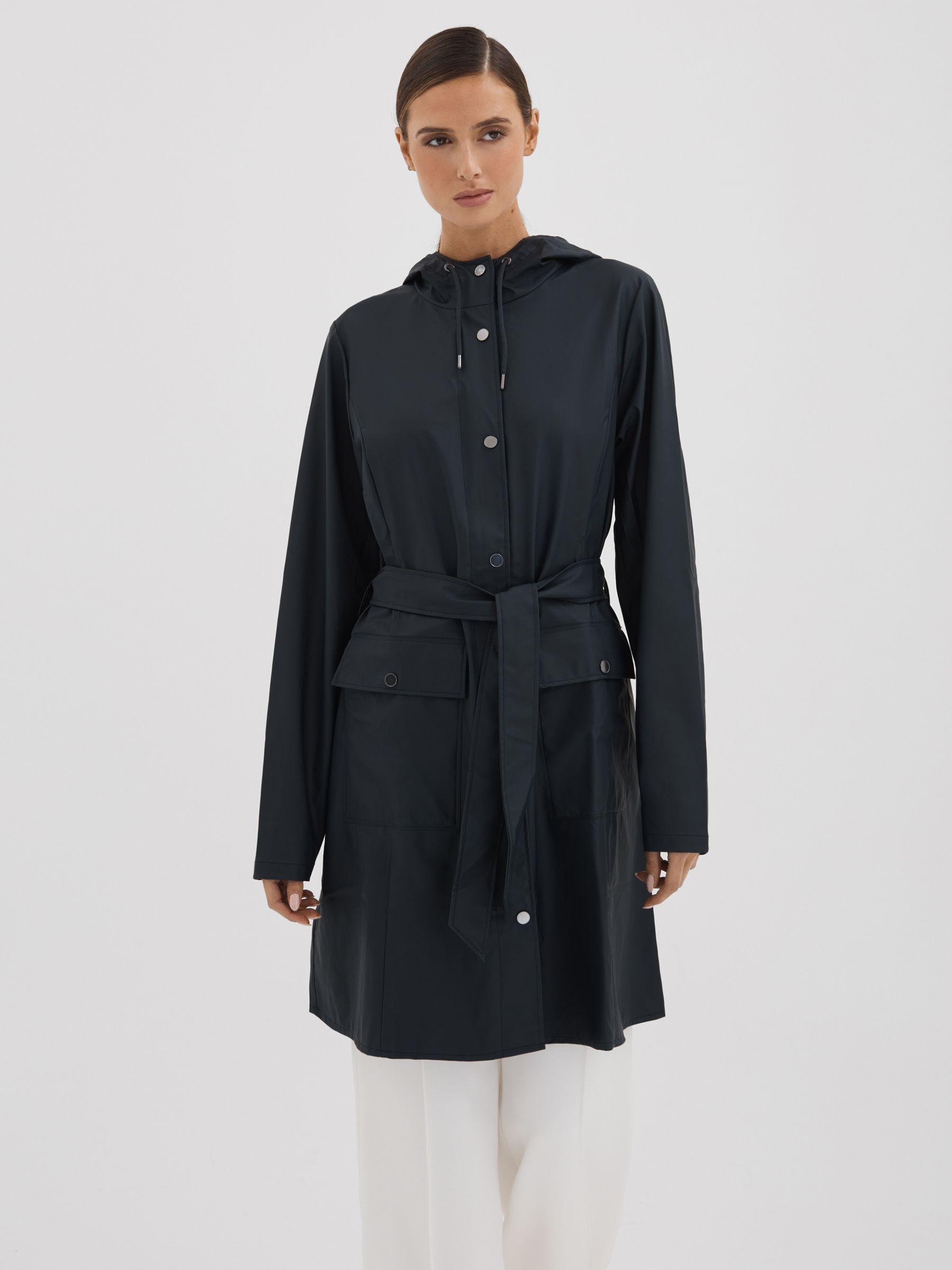 Rains Navy Belted Raincoat in Navy Product Image