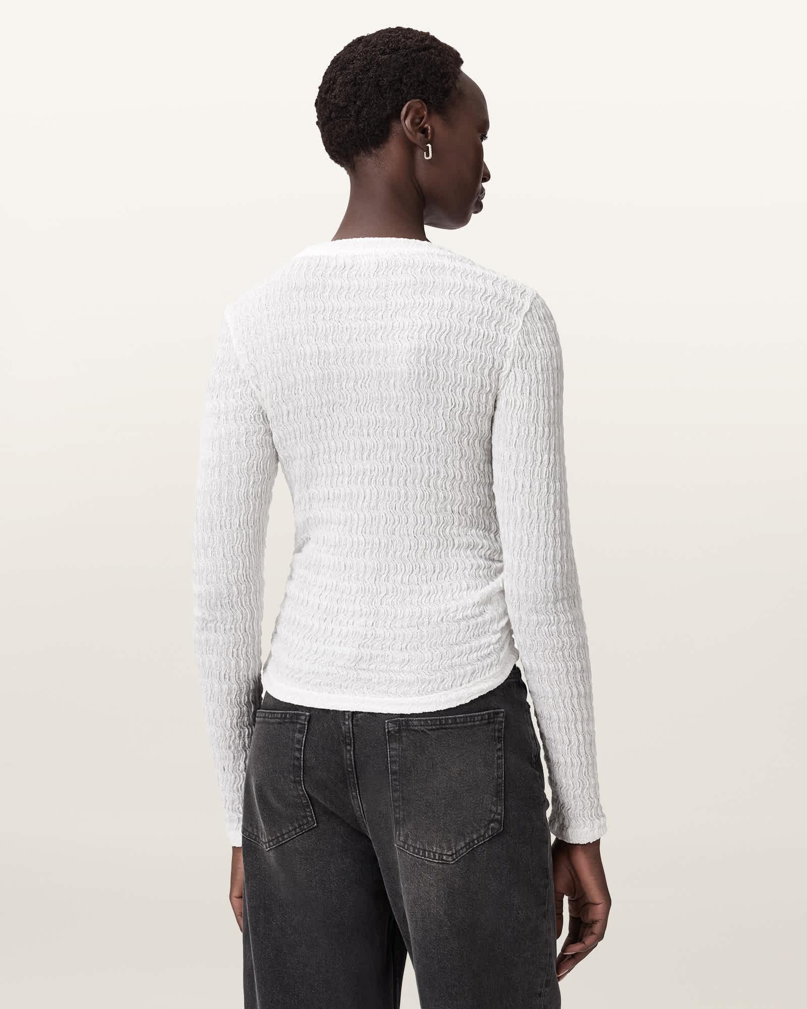 West Long Sleeve Top White | ALLSAINTS US Product Image