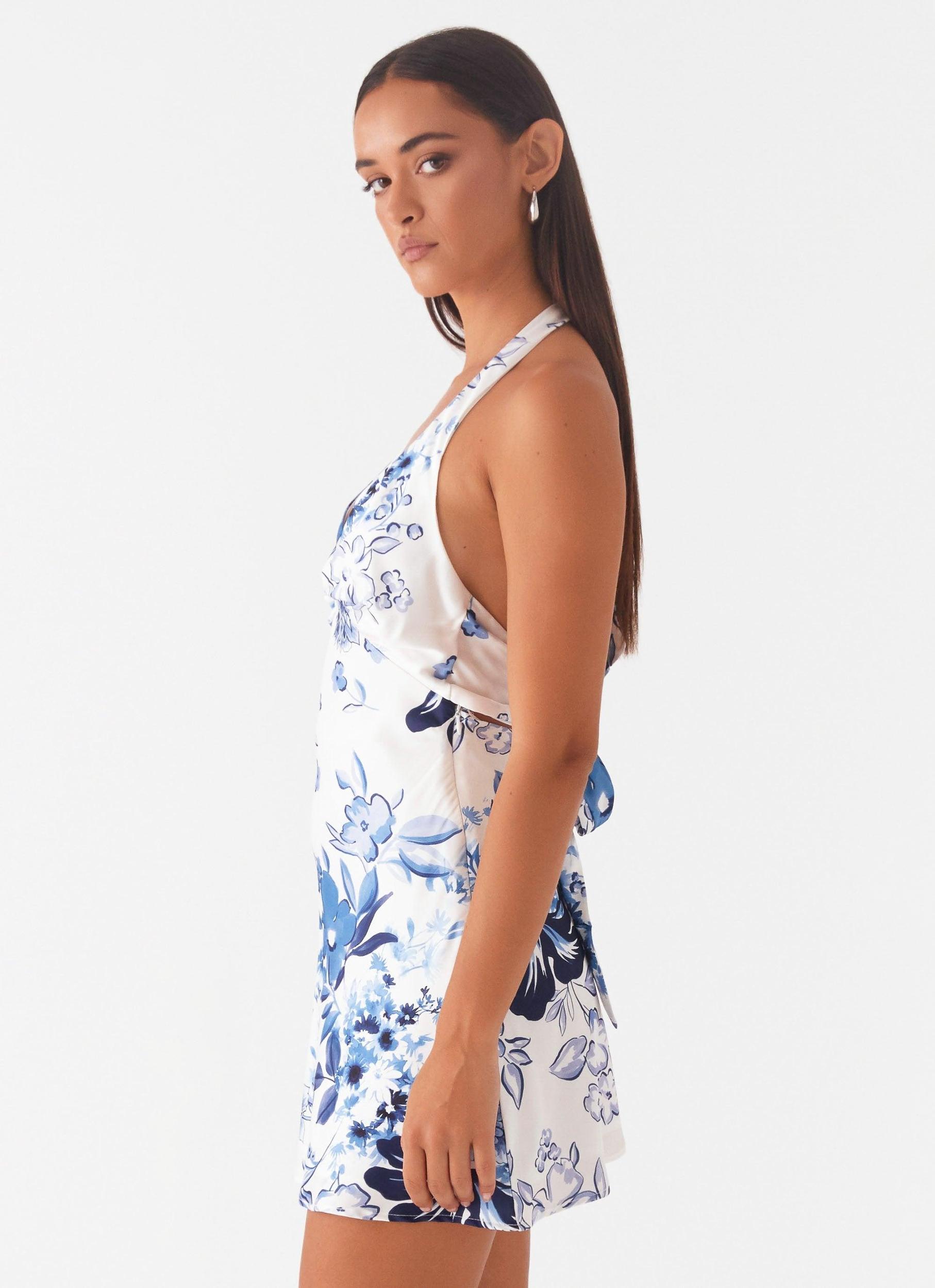 Heavy Hearted Mini Dress - Serene Sky Print Product Image