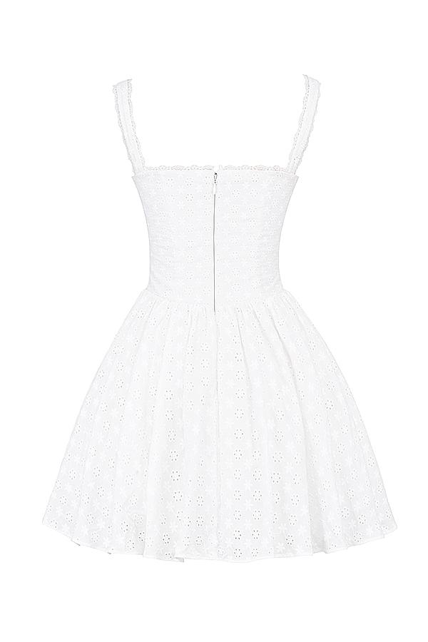 Brigitte  white cotton broderie anglais corset mini dress Product Image