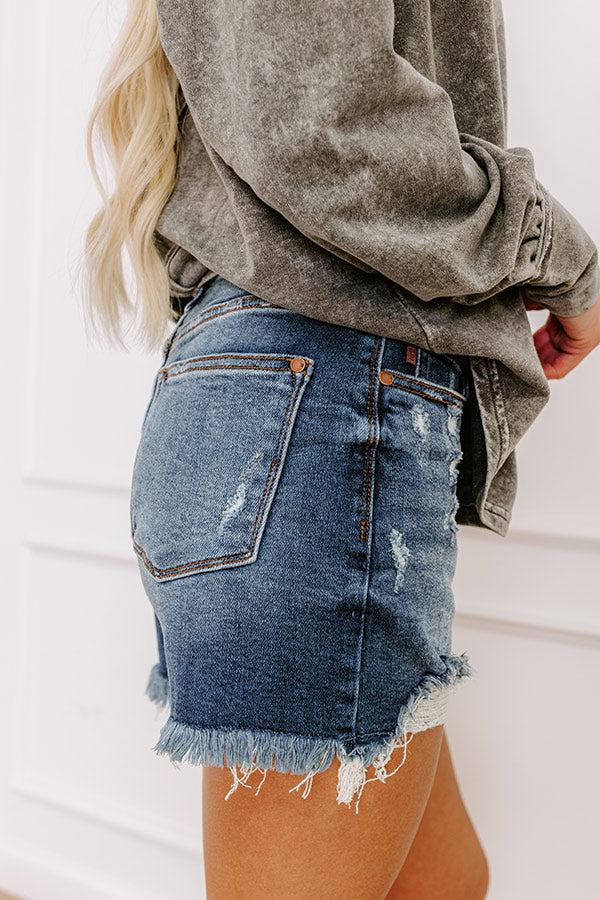 JUDY BLUE Oakley Midrise Distressed Shorts Product Image