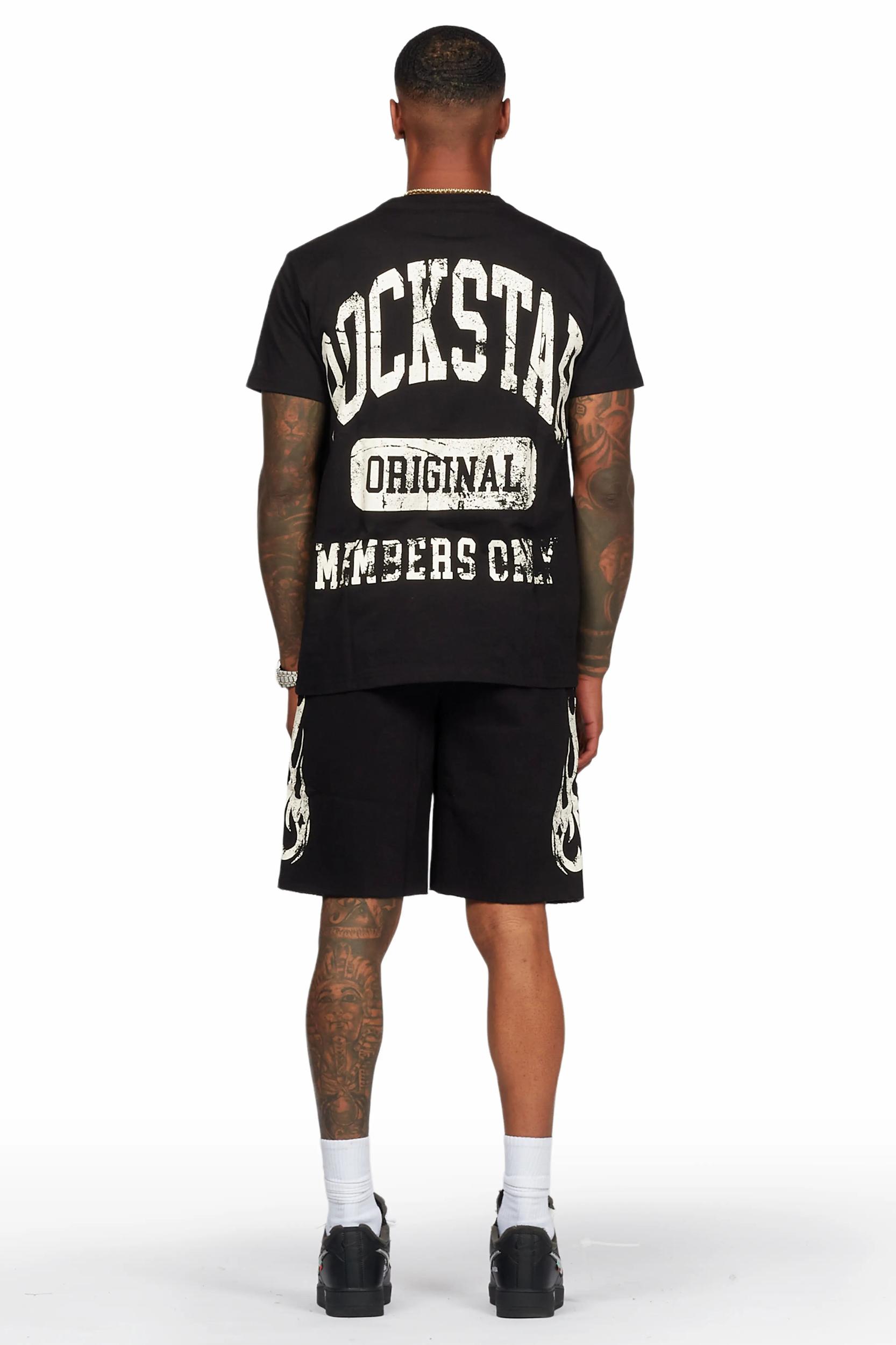 Members Black T-Shirt/Short Set Male Product Image