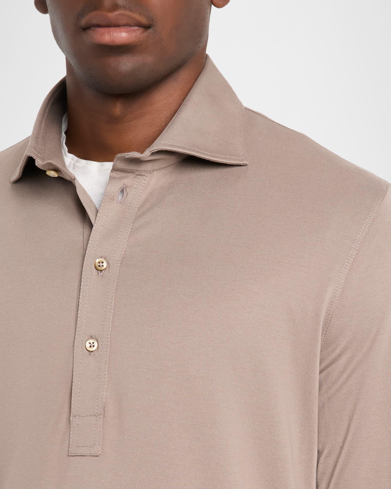 Men's Cotton Long-Sleeve Polo Shirt Product Image