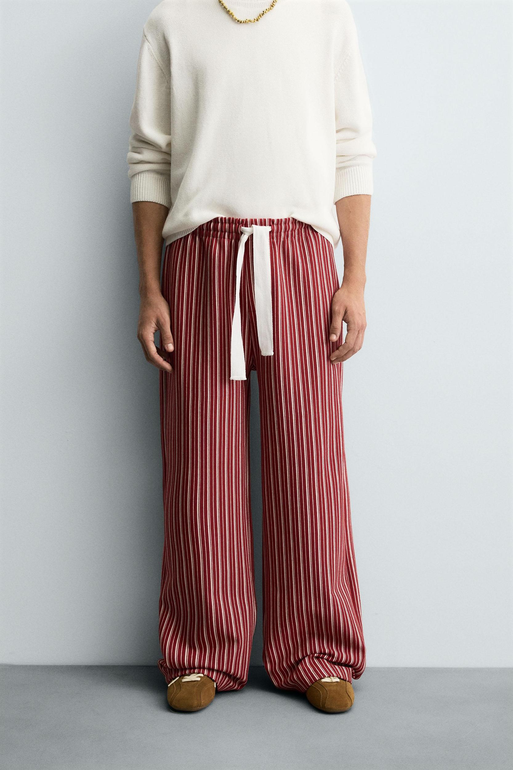 STRIPED RELAXED FIT PANTS Product Image