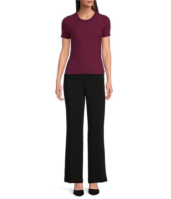 KARL LAGERFELD PARIS Knit Round Neck Short Sleeve Top Product Image