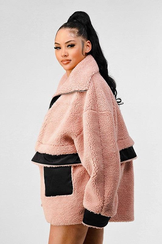 ATHINA OVERSIZED SHERPA WITH CONTRAST JACKET Product Image