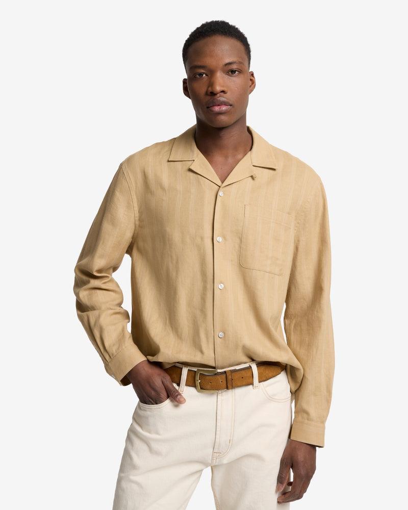 Linen Blend Long Sleeve Camp Shirt Product Image