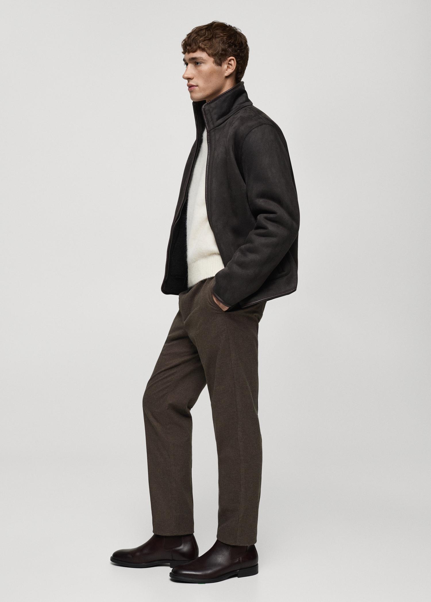 Micro-houndstooth flannel pants - Men | MANGO USA Product Image