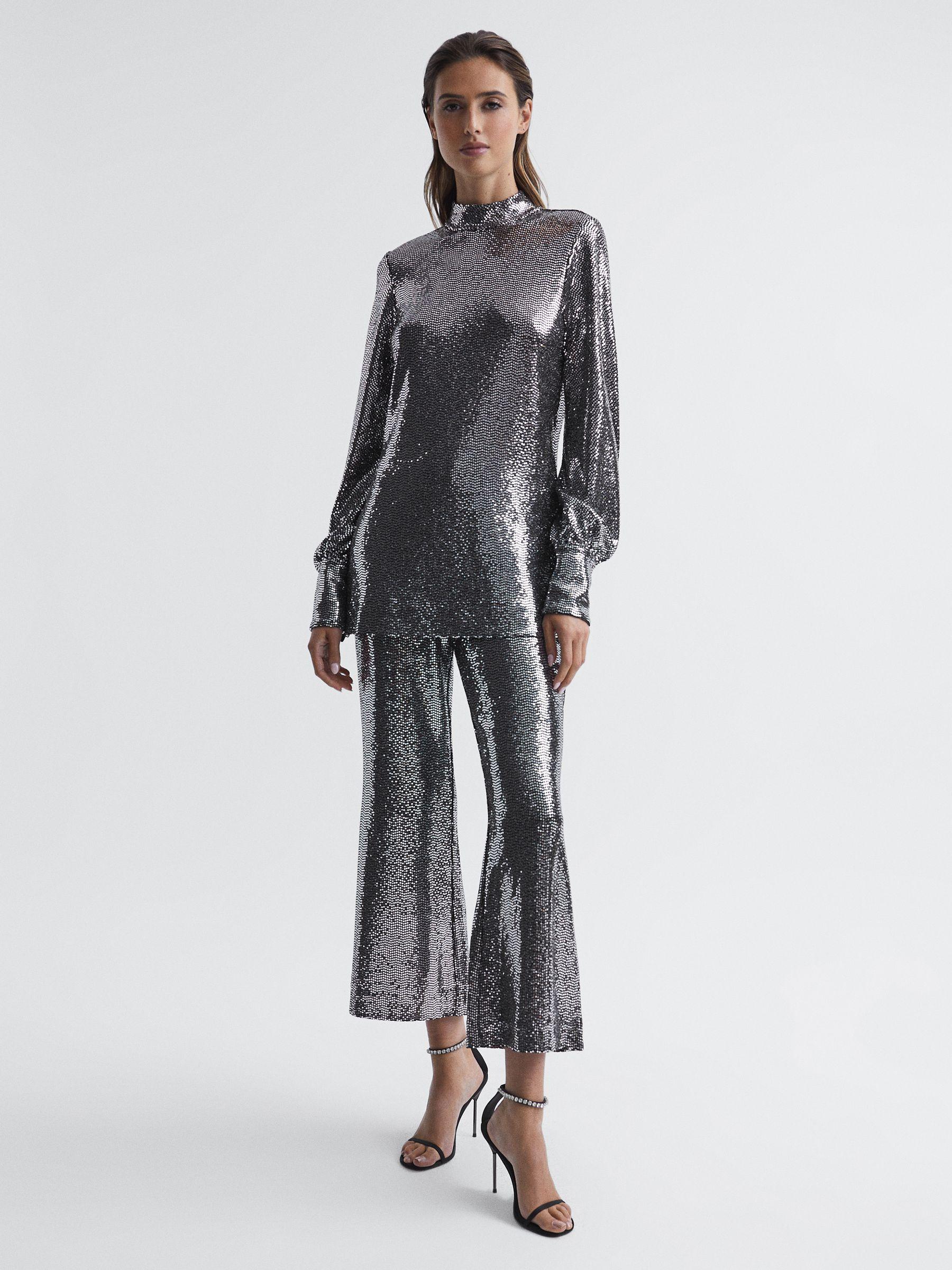 Sequin Occasion Trousers in Silver Product Image