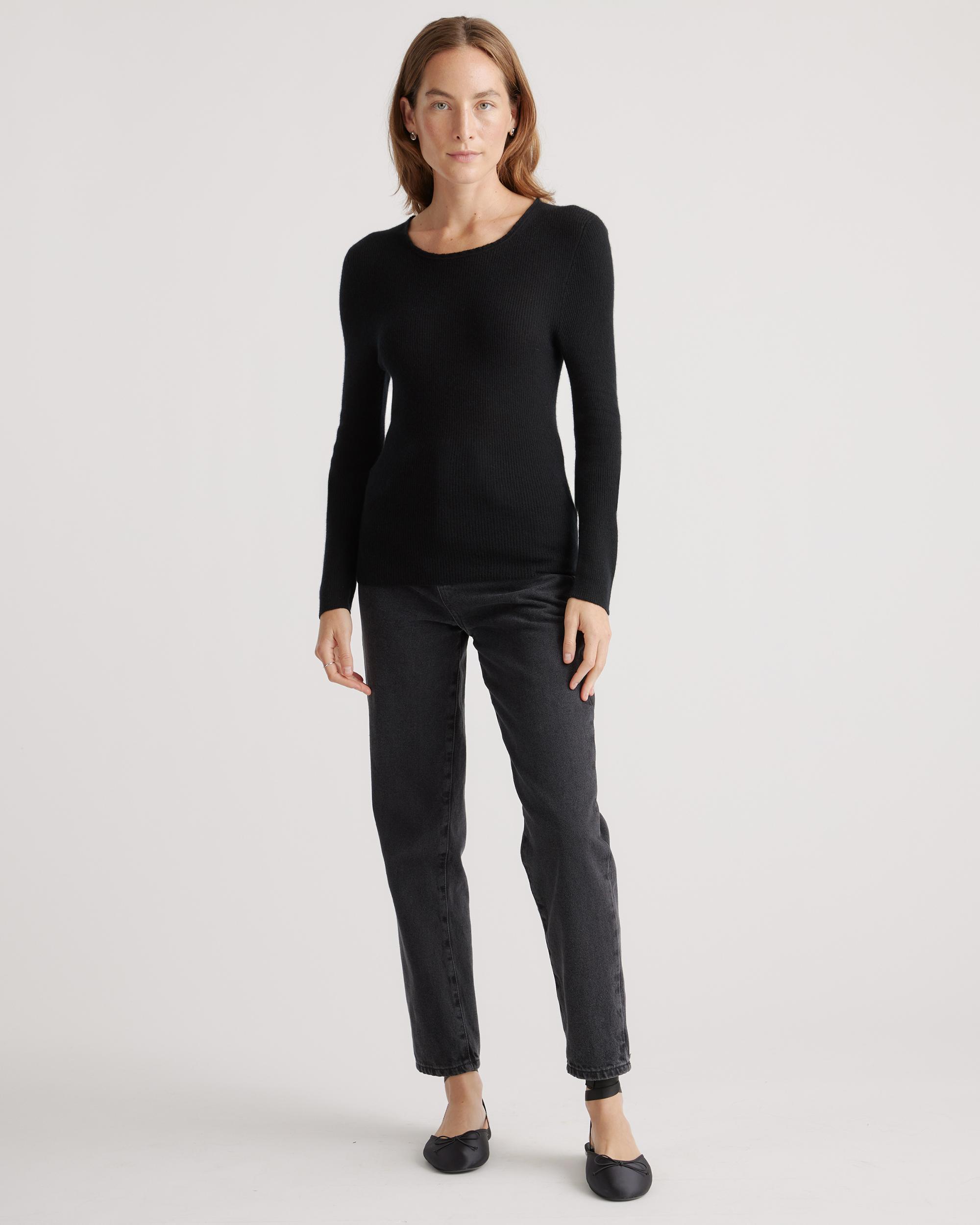 Quince | Women's Featherweight Cashmere Ribbed Crewneck Sweater Size XS Product Image