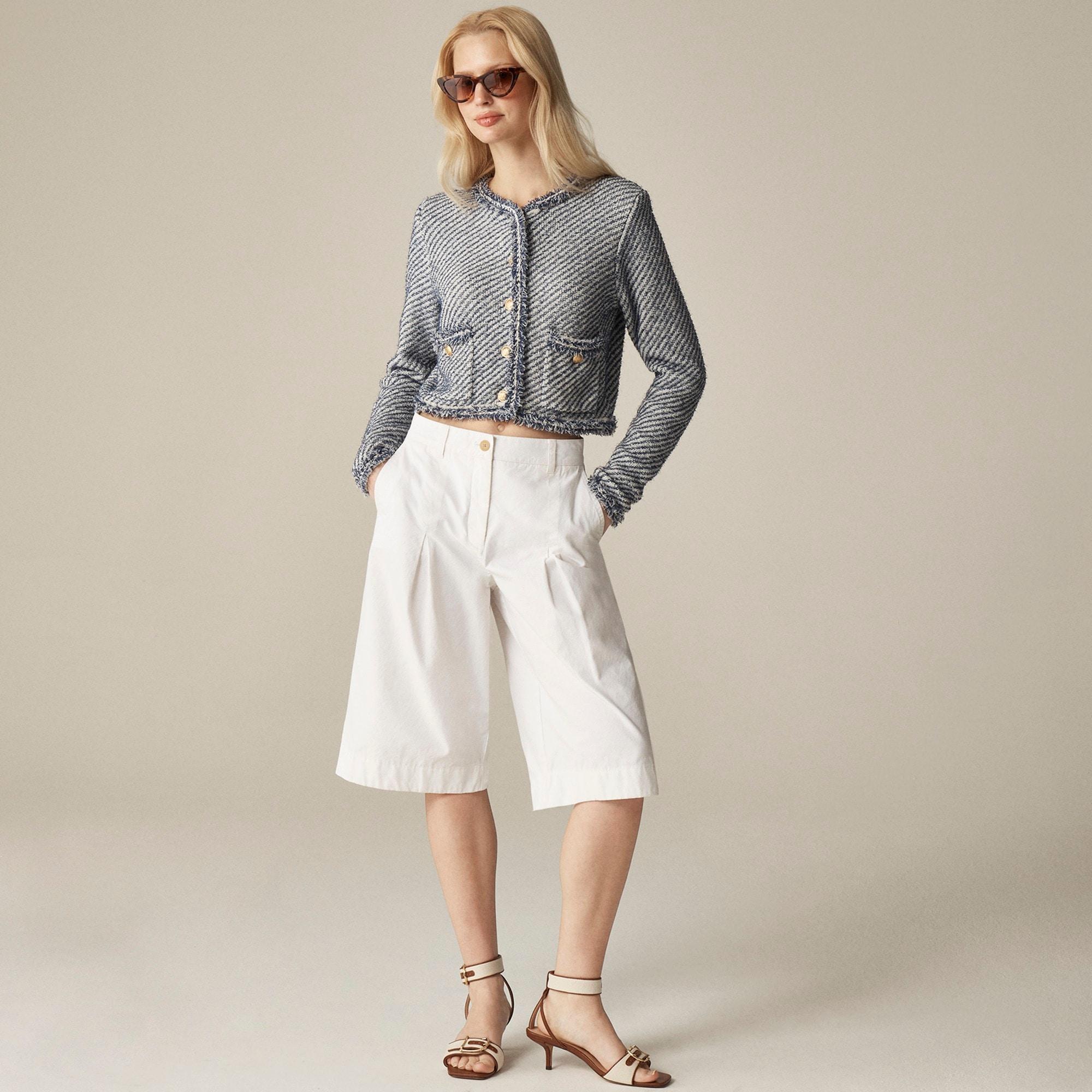 Collection cropped lady jacket in textured cotton Product Image