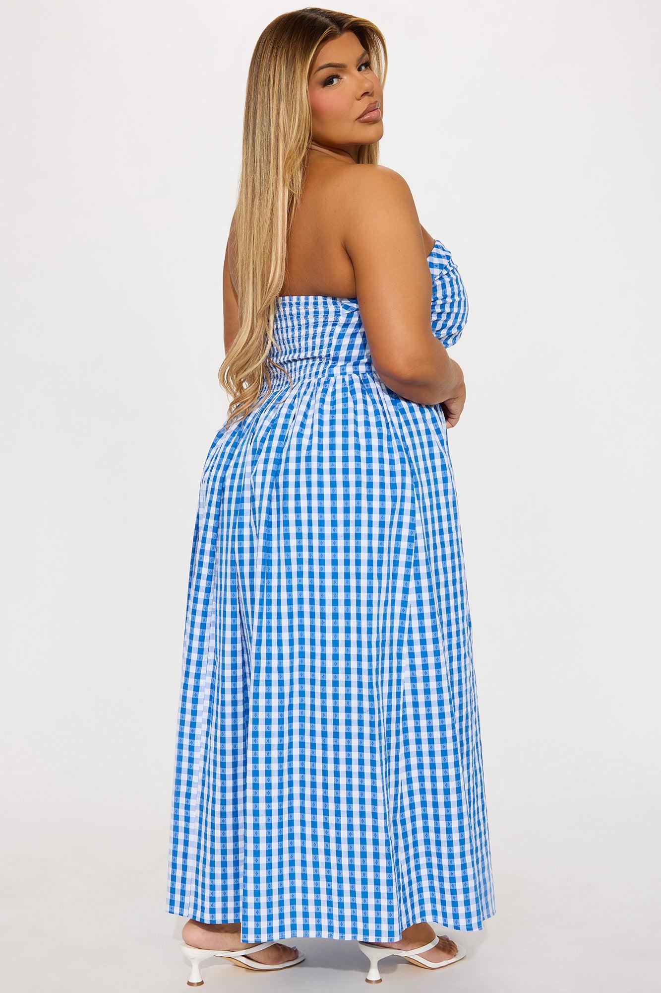 Dorie Gingham Midi Dress - Blue Product Image