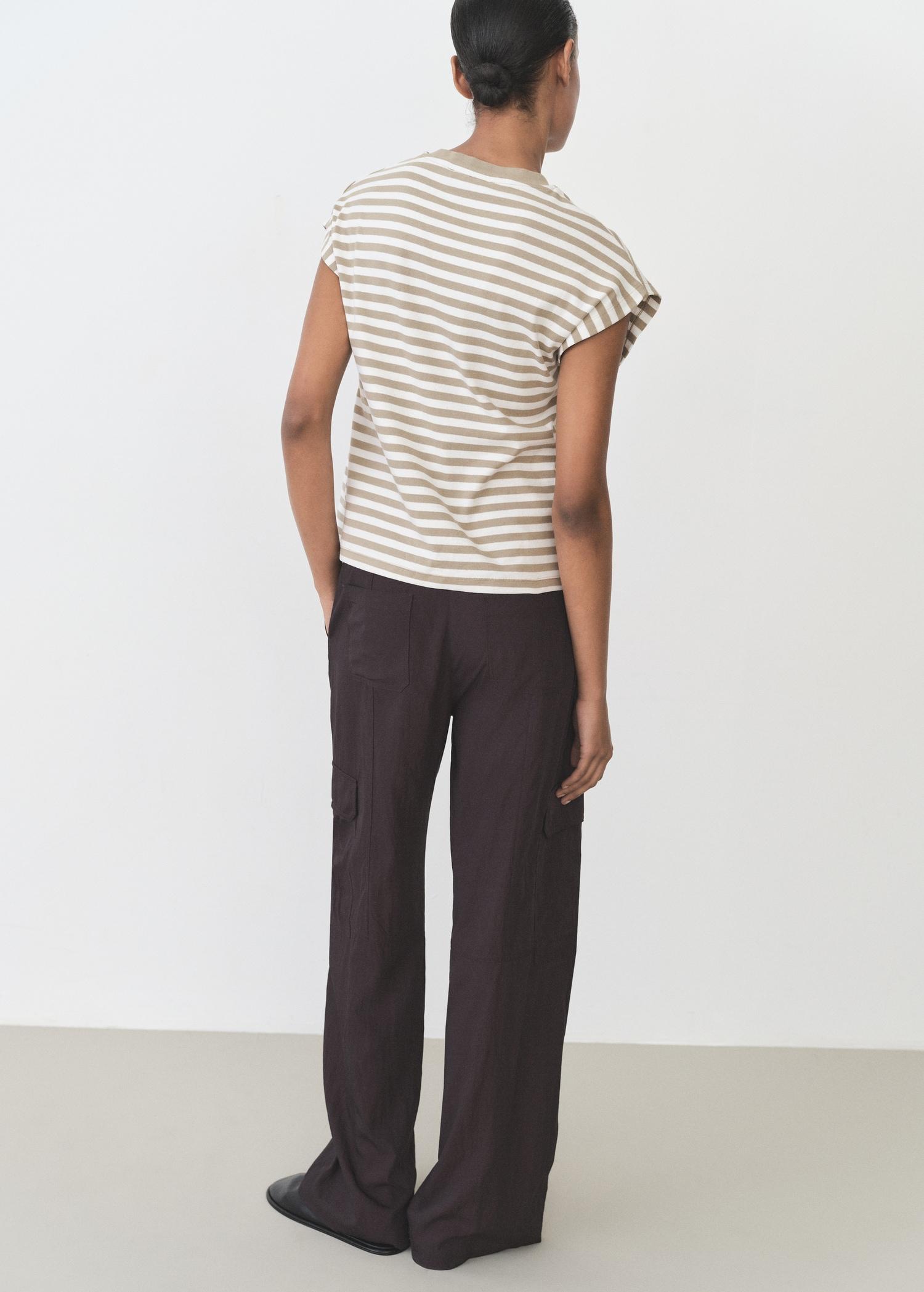 Striped short-sleeved t-shirt - Women | MANGO USA Product Image