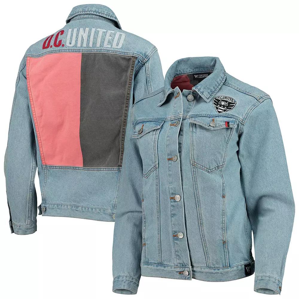 Women's The Wild Collective Blue D.C. United Print Denim Button-Up Jacket, Size: Small, Dcu Blue Product Image