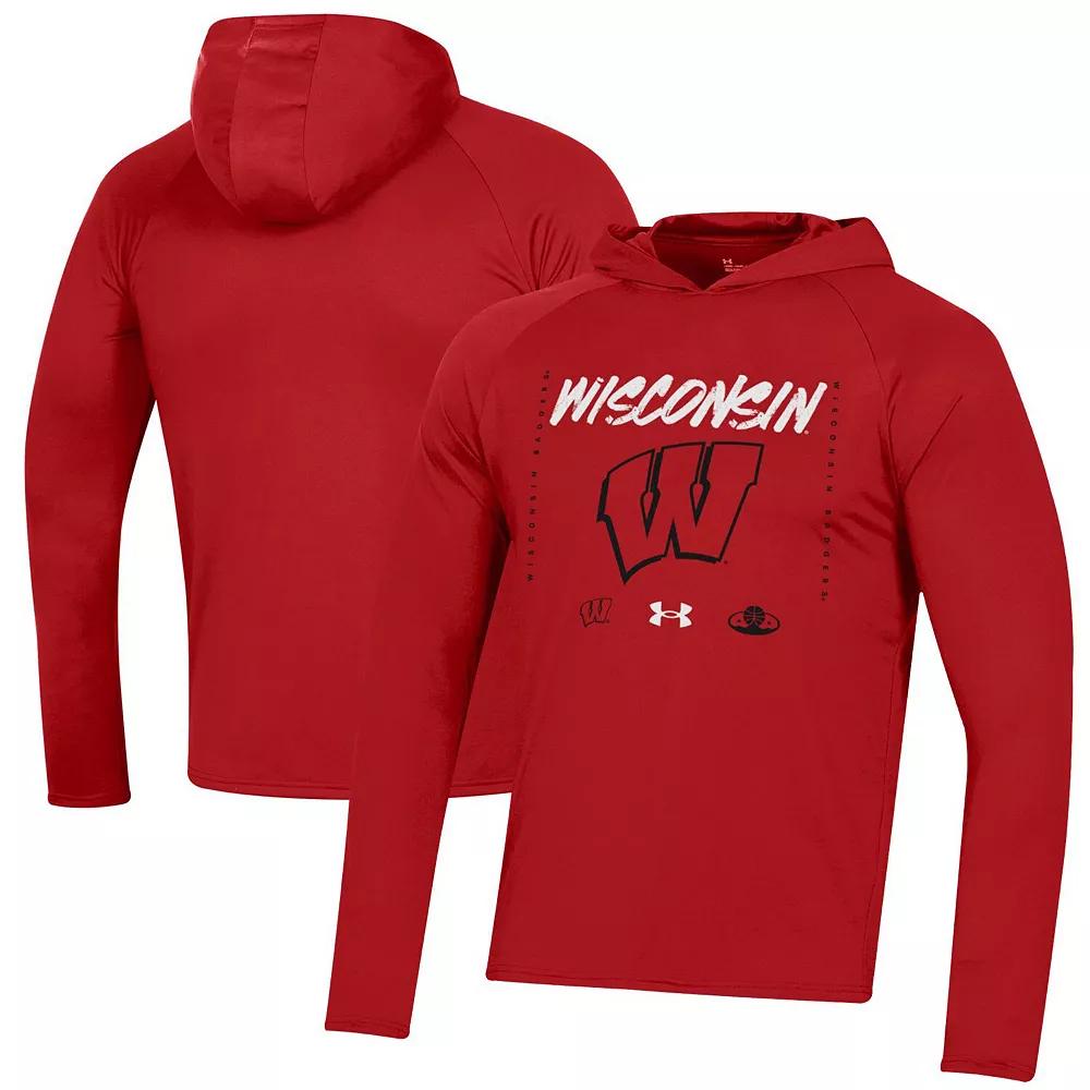 Under Armour Red Wisconsin Badgers 2023 On Court Bench Shooting Long Sleeve Hoodie T-Shirt, Men's, Size: Large Product Image