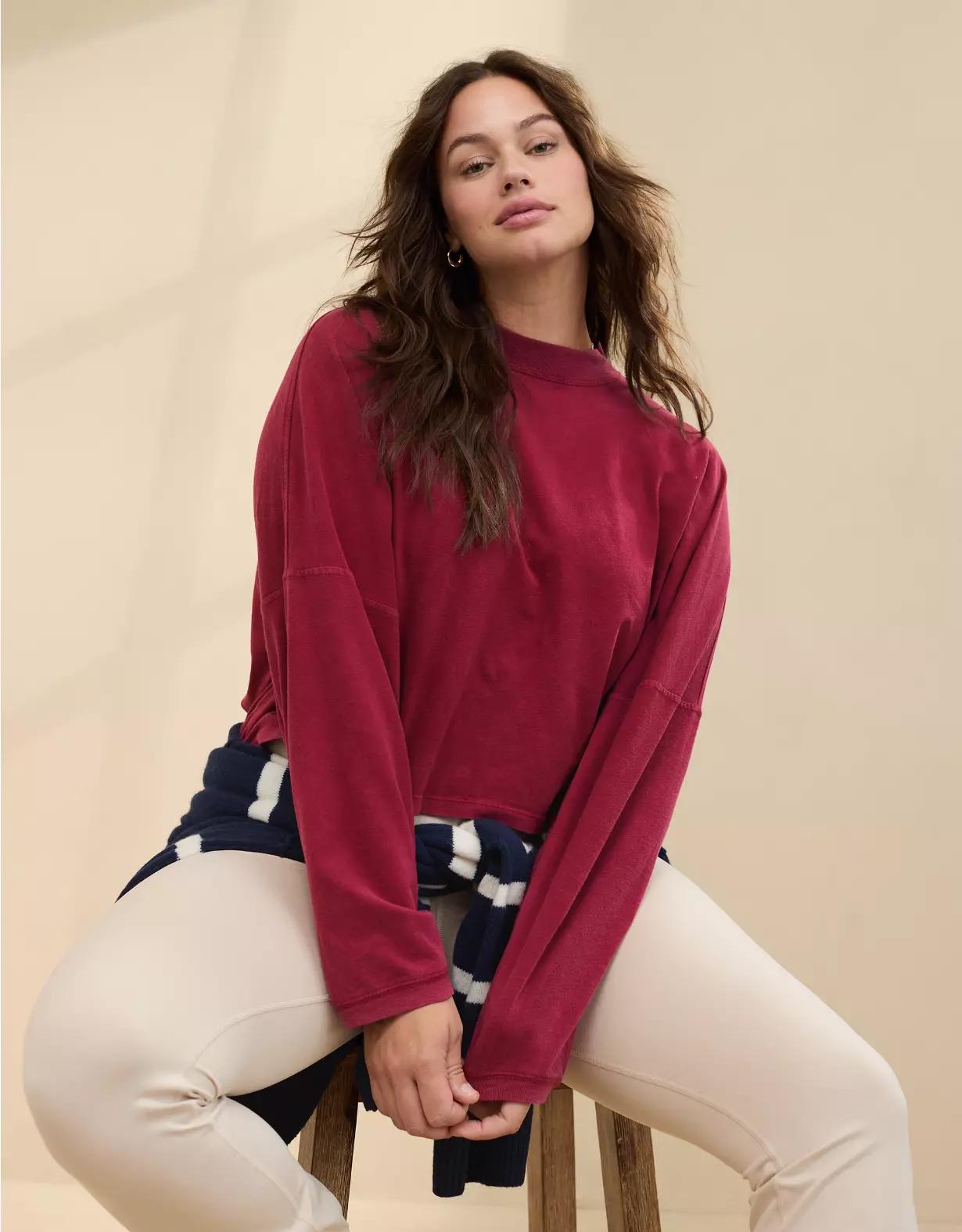 Aerie Cozy Long Sleeve Mockneck T-Shirt Product Image