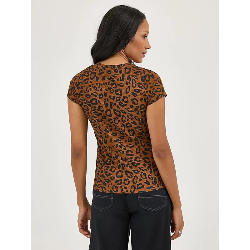 Womens Basic V Neck Print T-Shirt Product Image