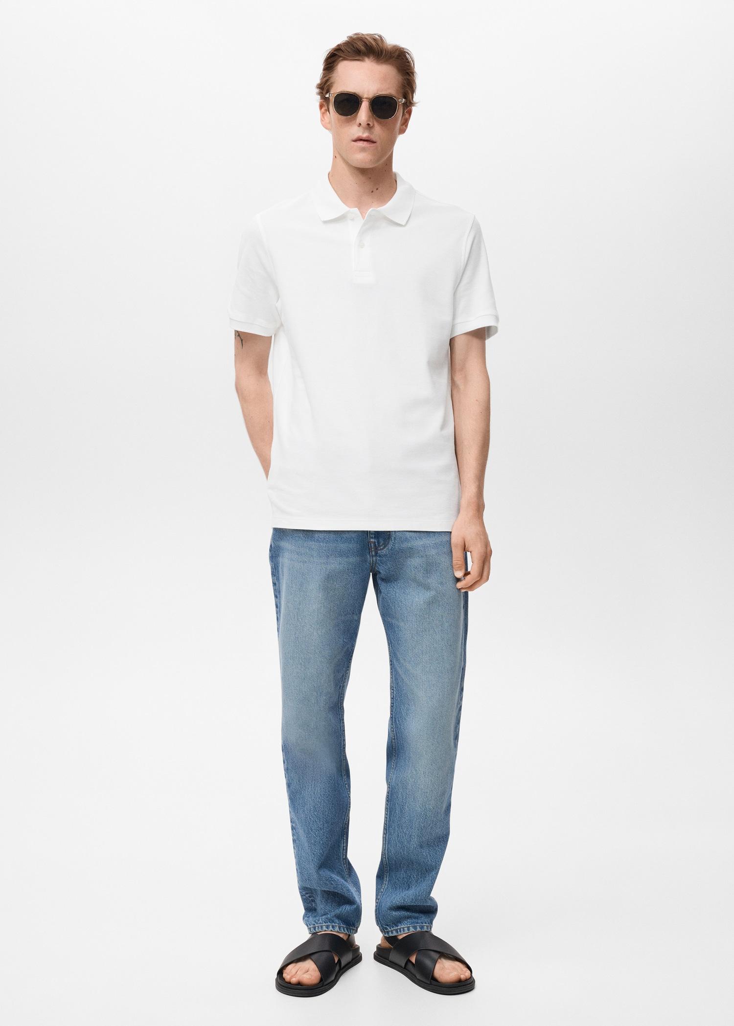 Regular-fit cotton piqué polo shirt - Men | MANGO USA Product Image