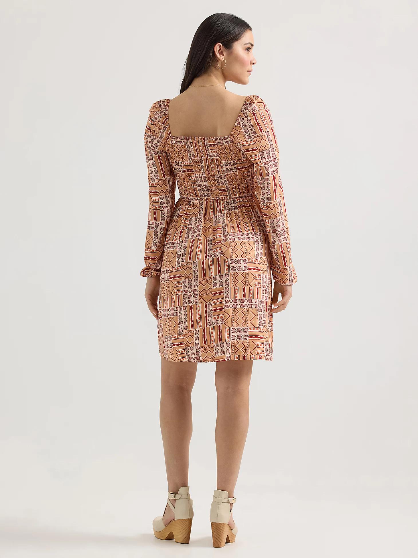 Women's Smocked Bodice A-Line Dress in Geo Product Image