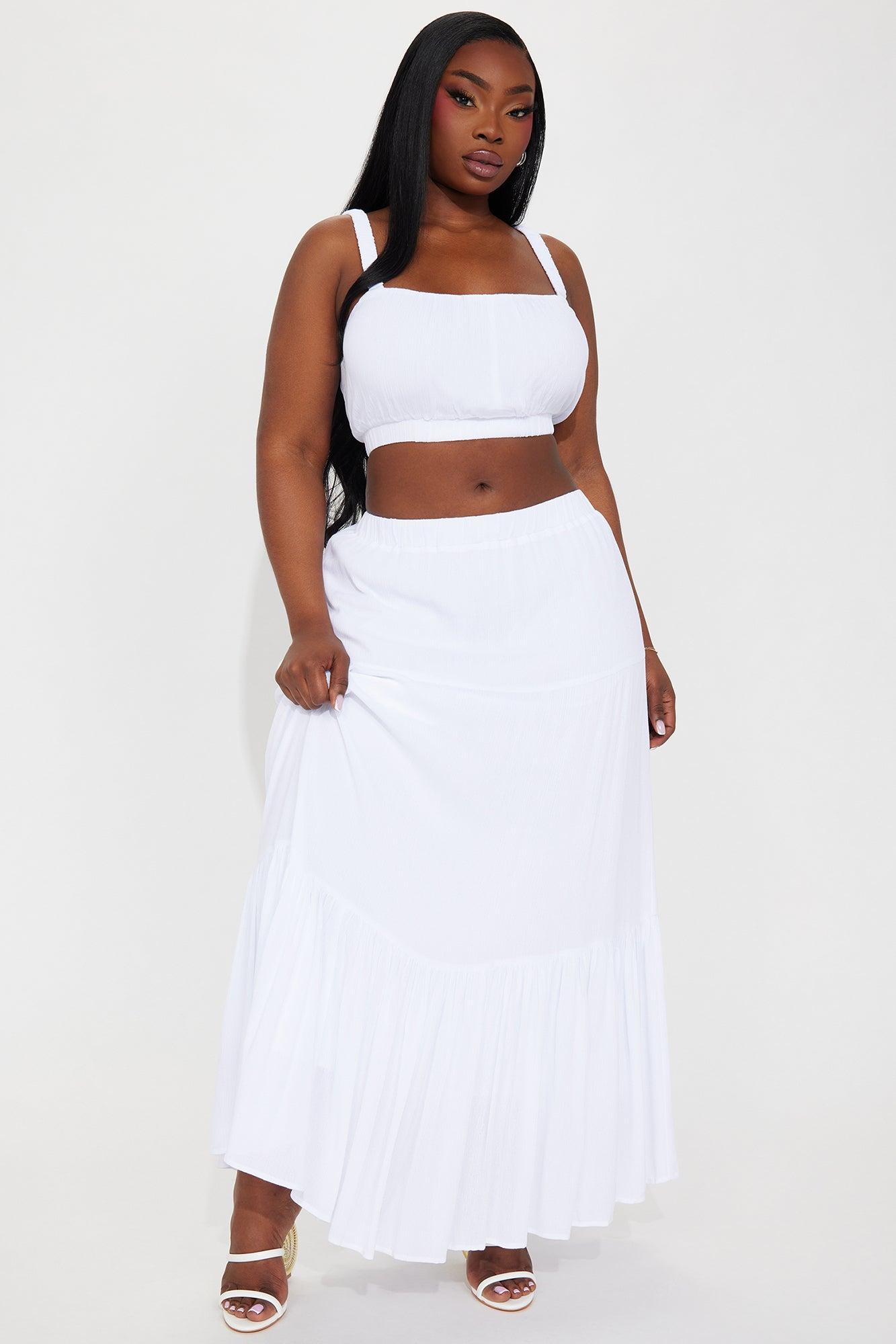 Sunset Stroll Gauze Skirt Set - White Product Image