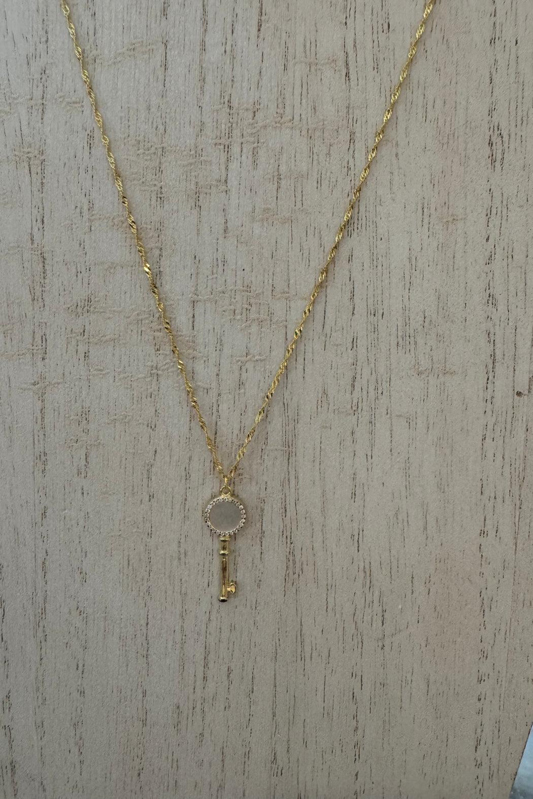 Mother of Pearl Key Pendant Necklace Product Image