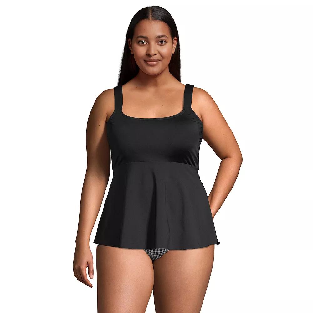 Plus Size Lands' End Flutter Empire Waist Comfort Strap Tankini Swimsuit Top, Women's, Size: 3XL, Black Product Image