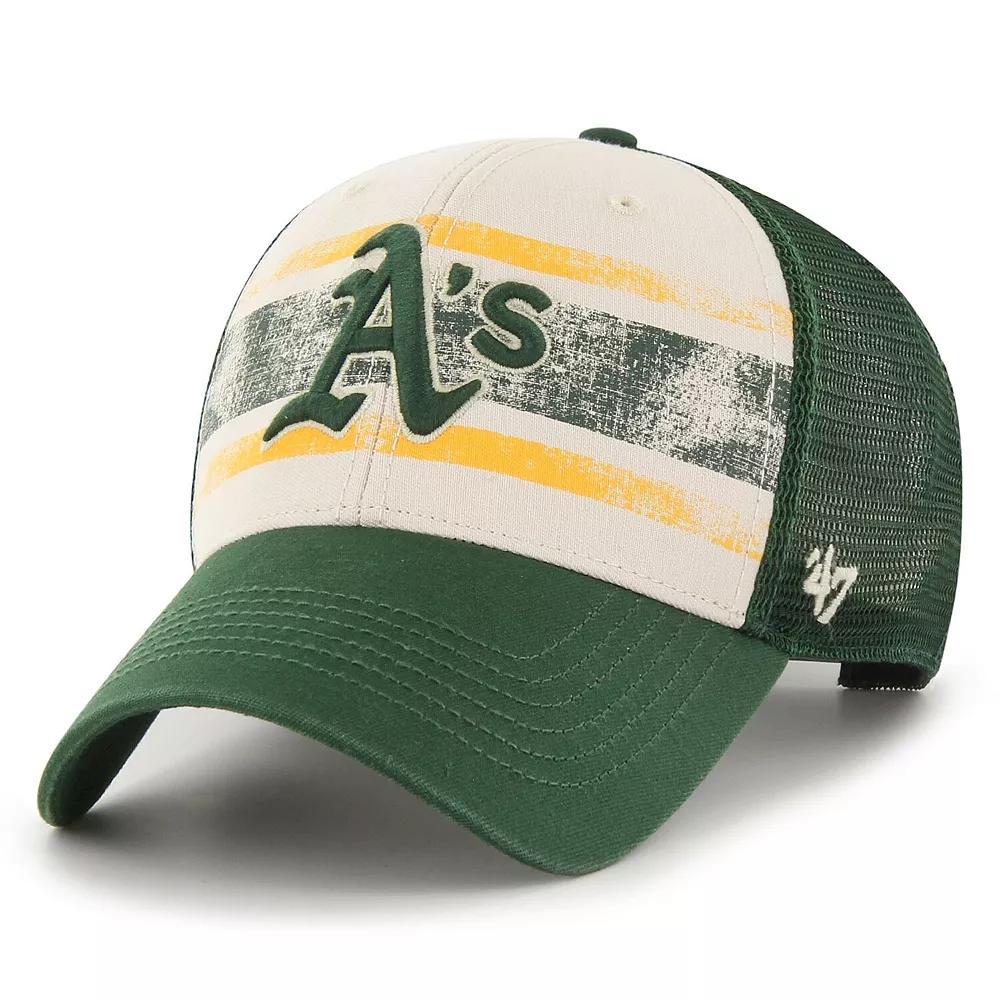 Men's '47 Cream/Green Oakland Athletics Breakout MVP Trucker Adjustable Hat, Beige Product Image