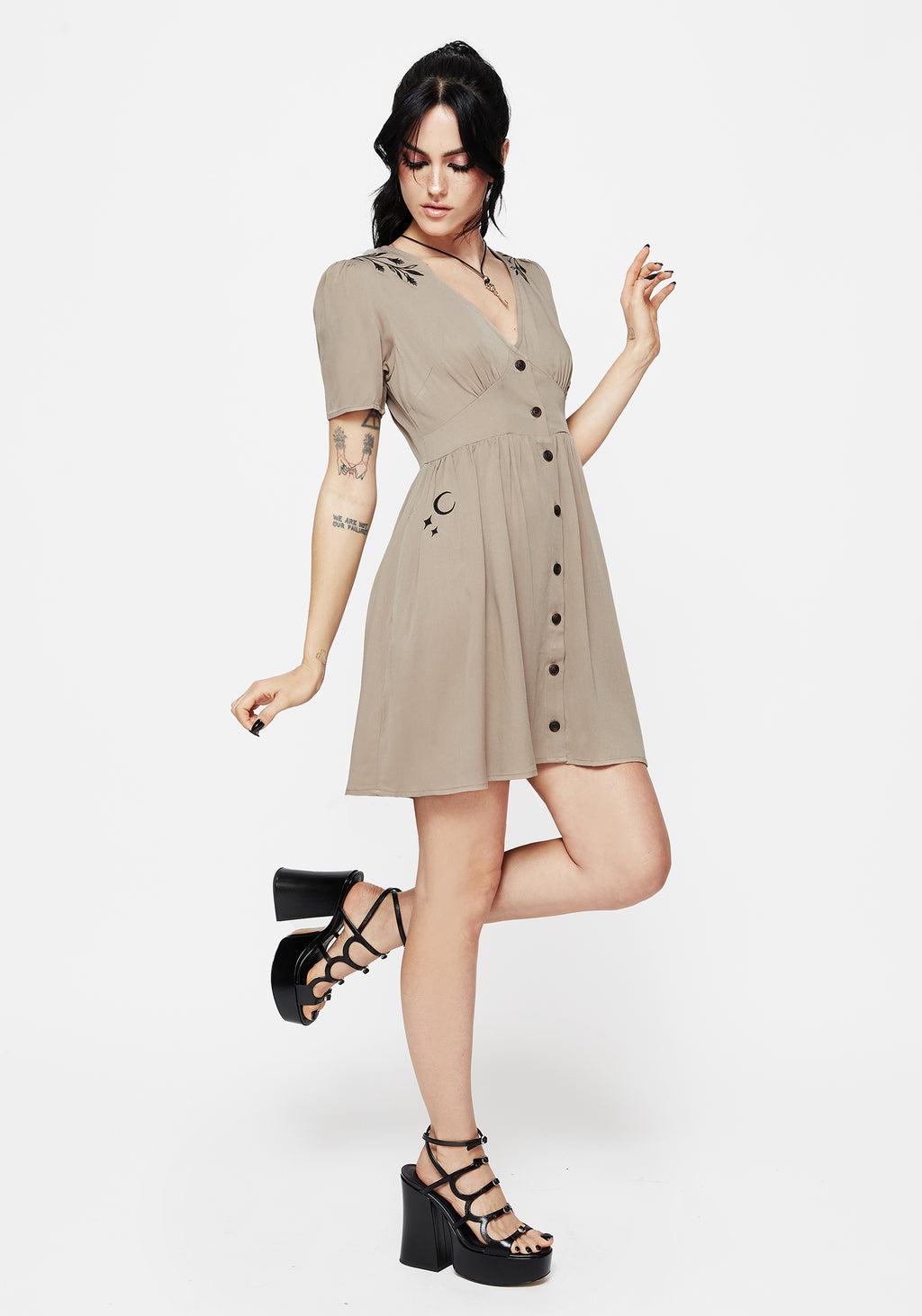 Hester Embroidered Button Up Mini Dress Product Image