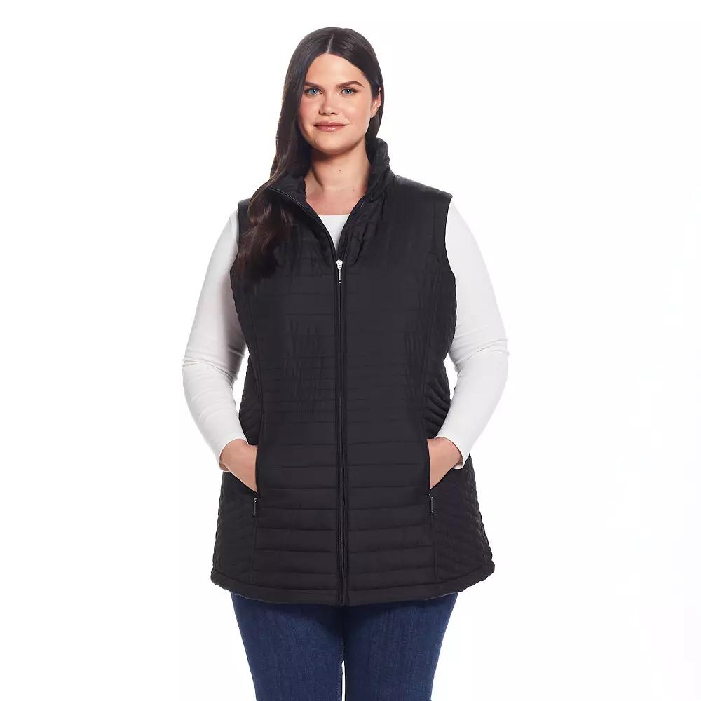Plus Size Weathercast Channel Quilted Longline Vest, Women's, Size: 2XL, Hunter Product Image