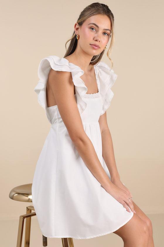 Marvelous Time White Ruffled Mini Dress Product Image