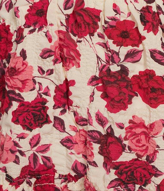 Midnight Doll Floral Print V-Neck Long Sleeve Tiered Dress Product Image