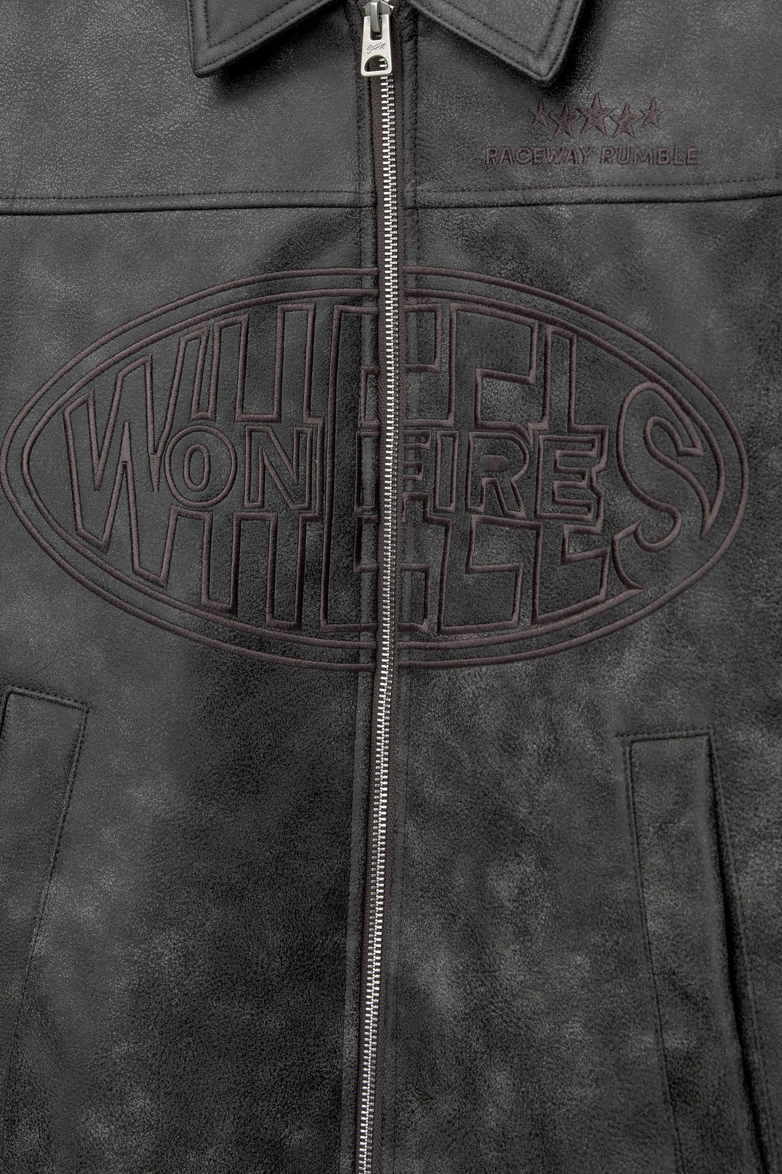 STWD embroidered faux leather boxy jacket Product Image